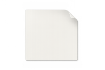 White paper sheet with curled corner, blank page mockup for text, message, or ad, transparent background