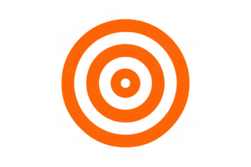 Orange target symbol with concentric circles showing aim, focus, and business goals on transparent background