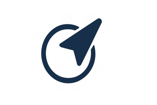 Navigator cursor icon indicating location or direction on a map, tracking movement for travel and journey concept