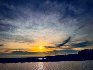 sunset over the river