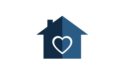Half heart home icon with minimalistic design and symmetry