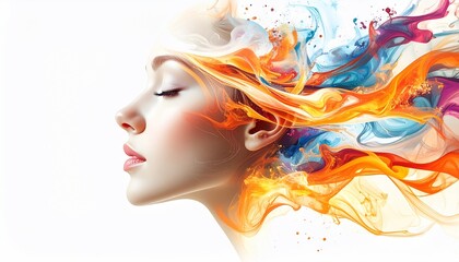 Woman and Colorful Smoke.