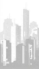 Naklejka premium Cityscape Silhouette Reflecting on Water, Minimalist Design