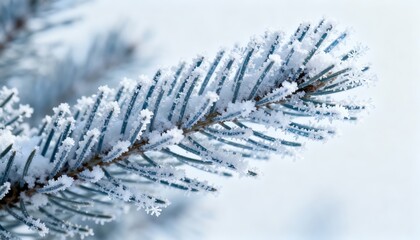 Winter wonderland snow-covered pine branch nature photography close-up