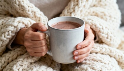 Cozy moments enjoying hot chocolate home lifestyle indoor warmth