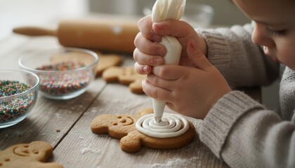 Baking gingerbread cookies kitchen food preparation cozy atmosphere close-up