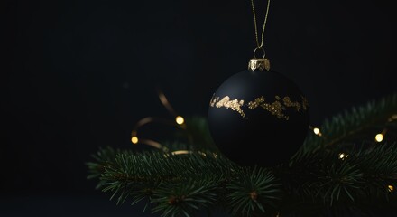 Elegant christmas ornament hanging on tree branch festive atmosphere close-up