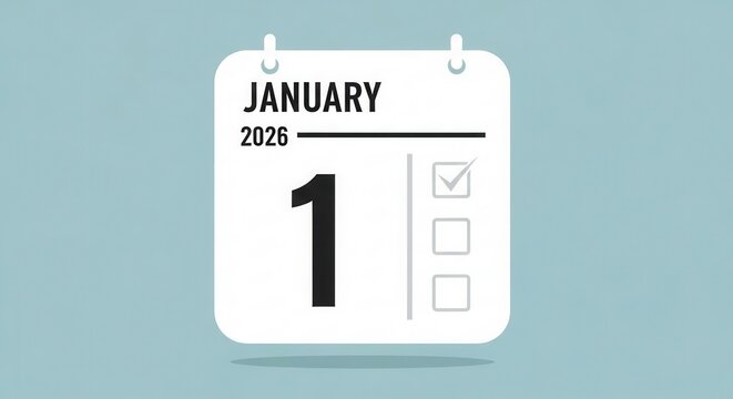 Minimal January 2026 calendar page design.