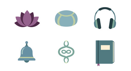 Minimalist icon set: fitness meditation music and more
