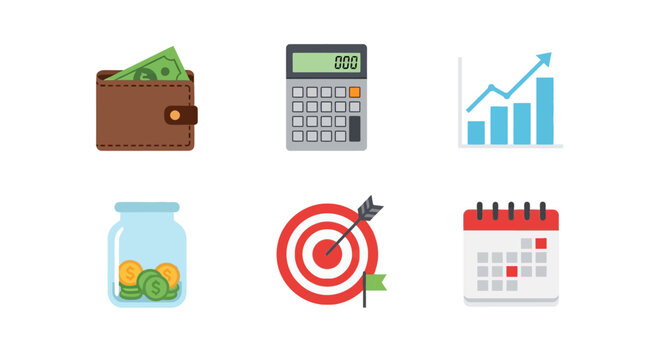 Financial planning and business tools icons set