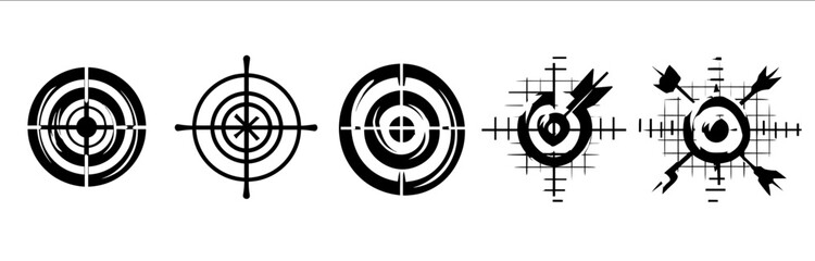 Target icon set crosshair bullseye vector for precision aim and accuracy