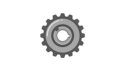 A monochrome illustration of a gear with a keyed bore