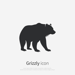 Grizzly bear animal silhouette icon. Minimalistic black shape. Vector illustration.