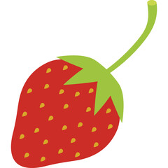 Isometric Red Strawberry with Green Stem and Leaves on a Transparent Background Healthy Organic Fruit Harvest Season Food Ingredient