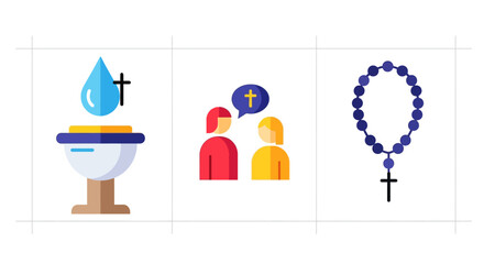 Flat design symbols for baptism and christian communication