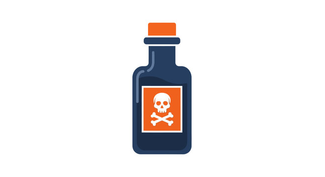 Flat design poison bottle with skull and crossbones warning label