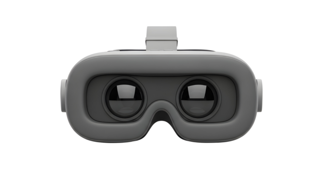 Gray minimalist Virtual Reality VR Headset or Goggles 3D render isolated on white background