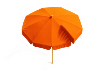 Orange beach umbrella providing shade for summer vacation at the resort, an essential item for sunbathing and relaxation