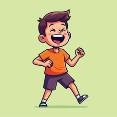 Happy Young Boy Laughing and Playing Outdoors with Joyful Expression.