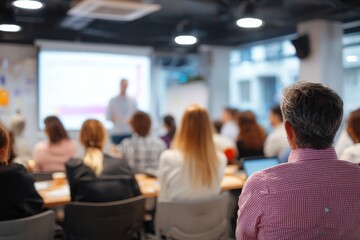 Fototapeta premium Corporate workshop business development, management training, and digital marketing skills