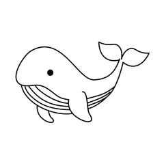 Whale Cartoon Coloring Illustration