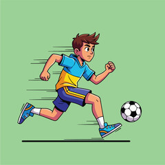 Young boy playing soccer with determination and speed 1.