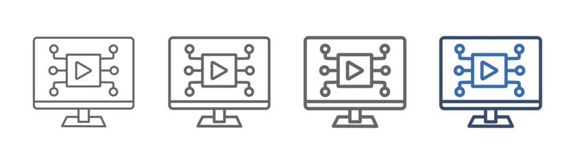 
outline icon sheet interactive content with computer design and video