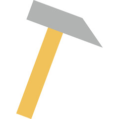 Gray Hammer with Yellow Handle Isolated on Transparent Background Minimalist Style Illustration of a Tool