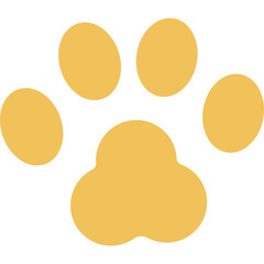Golden Paw Print Icon Isolated on White Background Representing Animal Care and Pet Companionship Simple Graphic Element