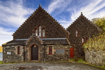 The Skye Gathering Hall, 1934 Bank Street, historic venue from 1879 in Neo Gothic style located on An Meall (The Lump) headland. Portree-Scotland-093