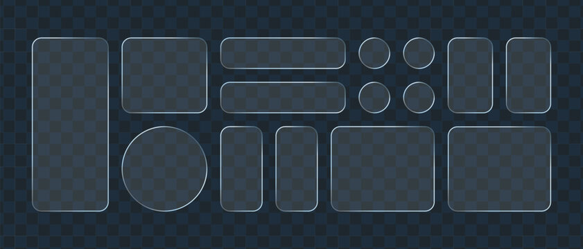 Premium Glass Morphism UI Shape Pack &mdash; Transparent Rounded Buttons, Circles, Cards, Web UI Kit, iOS Style Frosted Glass Components for UX Design