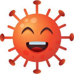 Smiling Orange Coronavirus Character with Spikes and Transparent Background a Cute Cartoon Virus with Happy Face