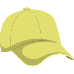 Hand Drawn Yellow Baseball Cap With A Curved Brim And A Button On Top Isolated On Transparent Background In Simple Flat Design