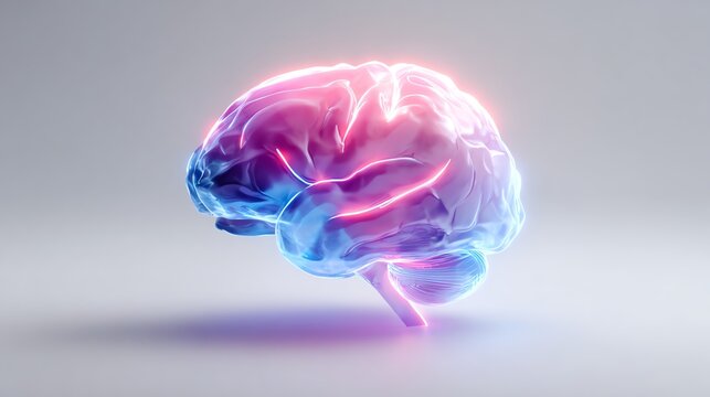 A vibrant, glowing brain illustration showcasing creativity and innovation in thought.