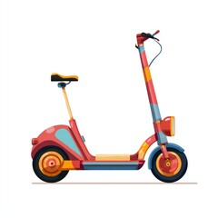 Colorful electric scooter illustration perfect for modern urban transport themes.