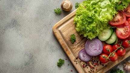 Fresh assorted vegetables on a wooden cutting board ready for cooking.
