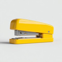 A bright yellow stapler on a clean white background, perfect for office or school use.