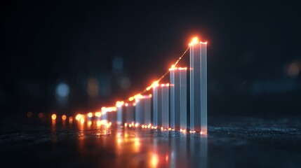 A glowing graph showing growth and progress in a modern digital environment.