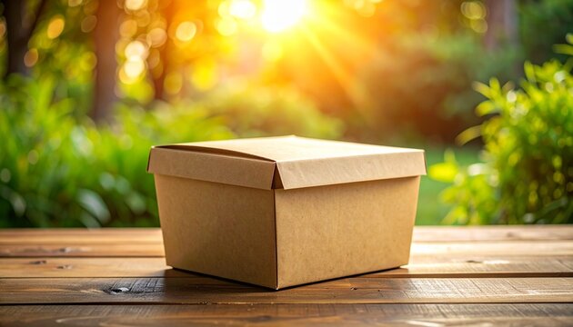 Cardboard box basks in natures sunlight