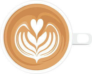 Latte Art A Cup of Coffee with Heart-Shaped Design