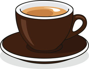 A Brown Cup of Coffee Illustration with a Saucer for Morning or Afternoon Drink