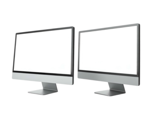 Two modern desktop computers, side by side