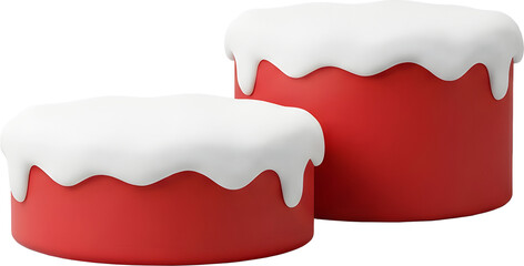 Two Red Circle Stages with White Snow PNG