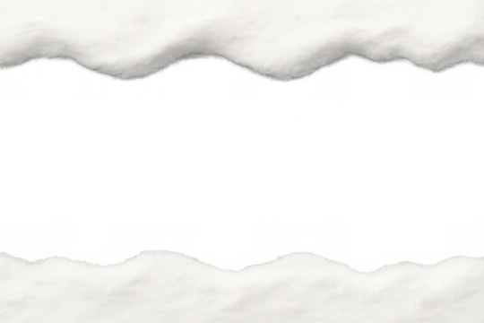 Ripped white paper edges creating a horizontal frame, textured borders on a transparent background