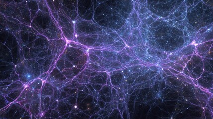 Abstract network of interconnected glowing threads