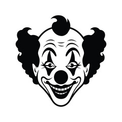 Clown Face Icon – Funny Circus Clown Silhouette Vector
