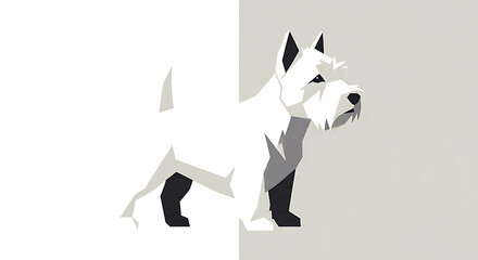 Geometric low poly illustration of a white terrier dog