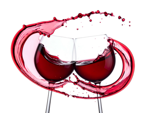 Red liquid splashing between two glasses