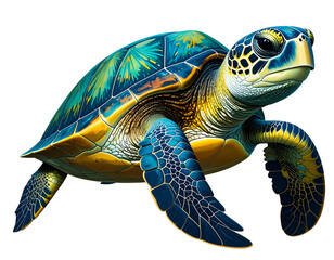 Vibrant sea reptile, oceanic, natural beauty