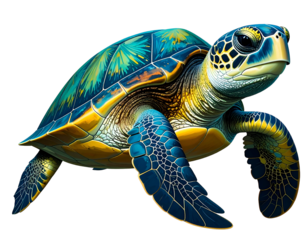 Vibrant sea reptile, oceanic, natural beauty